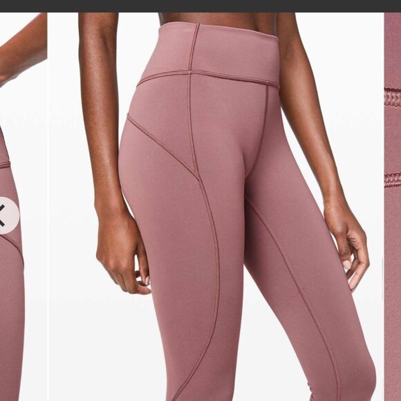 Lululemon In Movement tight 25” everlux pink mauve red dust 4 - Picture 5 of 10